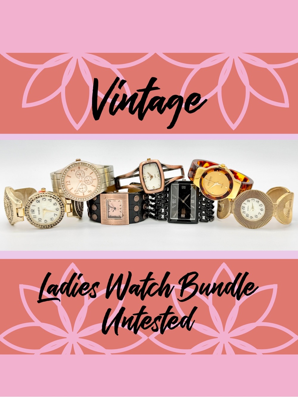 7 Untested Ladies Various Cuff Bracelet Watches
